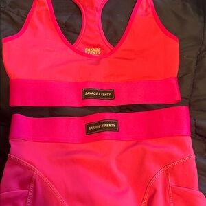 Savage X Fenty Bright Pink Racerback Sports Bra & Leggings Set
